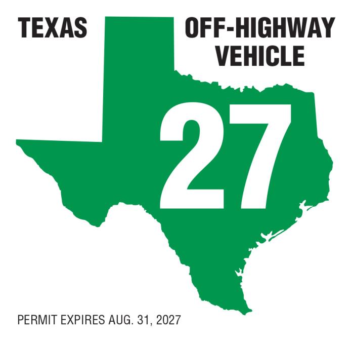 2026/2027 OHV (Off Highway Vehicle Permits) (via Certified Mail)-OHV decal FY27