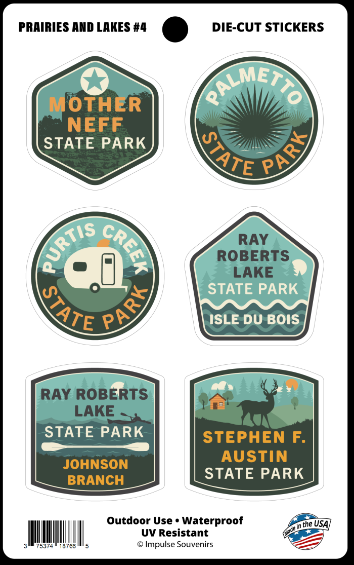 Prairies & Lakes Mini Sticker Set-Texas State Parks - Prairies and Lakes Sticker Sheet 4