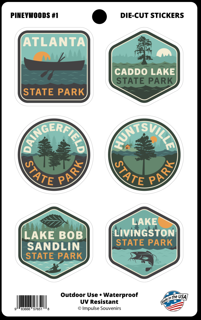 Pineywoods Mini Sticker Set-Texas State Parks - Pineywoods Sticker Sheet 1