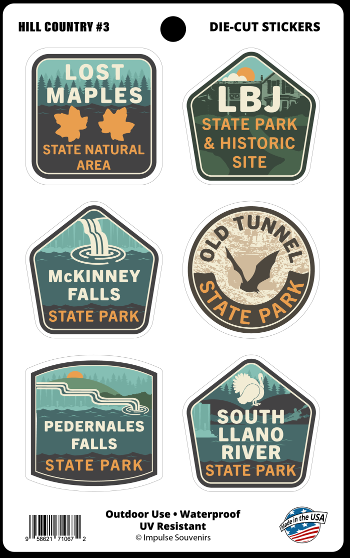 Hill Country Mini Sticker Set-Texas State Parks - Hill Country Sticker Sheet 3