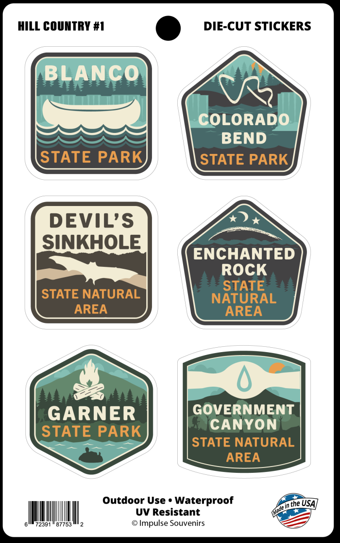 Hill Country Mini Sticker Set-Texas State Parks - Hill Country Sticker Sheet 1