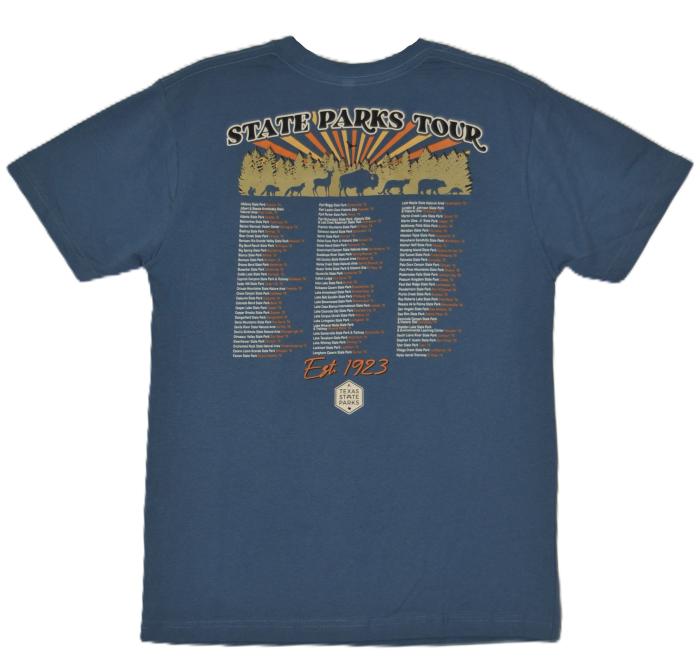 RV There Yet? "State Parks Tour" T-Shirt-RV There Yet Indigo Back Full