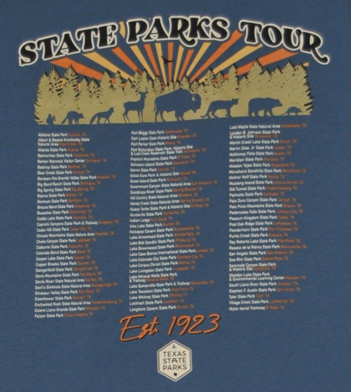 RV There Yet? "State Parks Tour" T-Shirt-RV There Yet Indigo Back