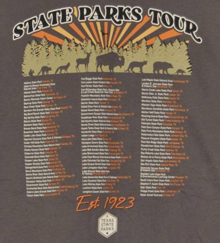 RV There Yet? "State Parks Tour" T-Shirt-RV There Yet Charcoal Back