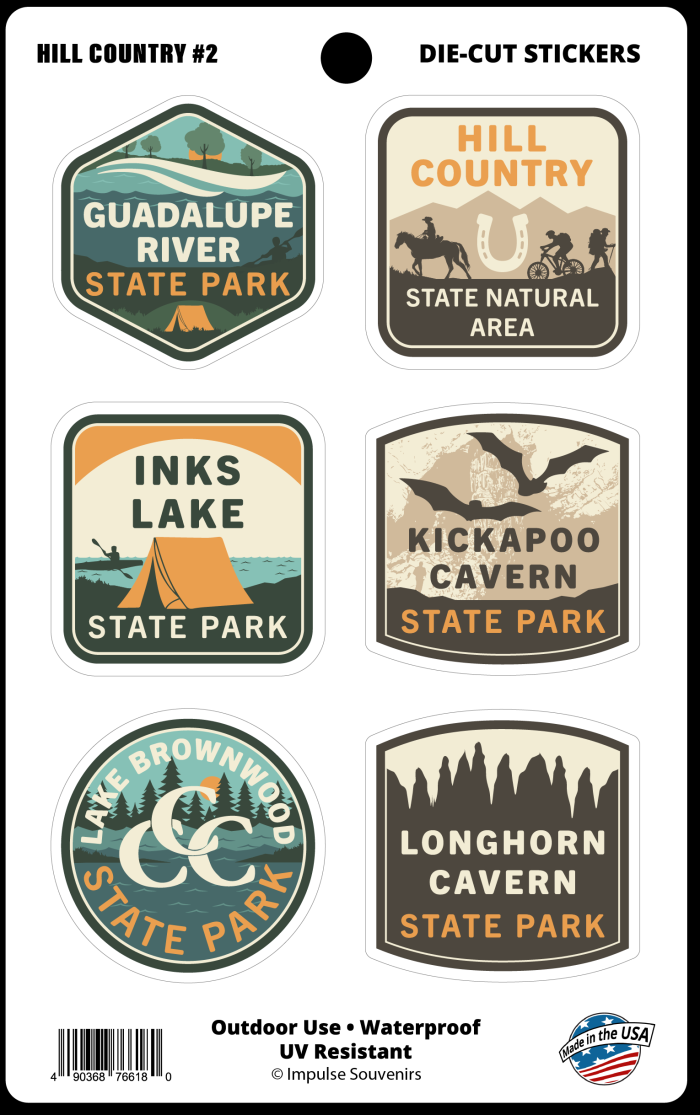 Hill Country Mini Sticker Set-Texas State Parks - Hill Country Sticker Sheet 2