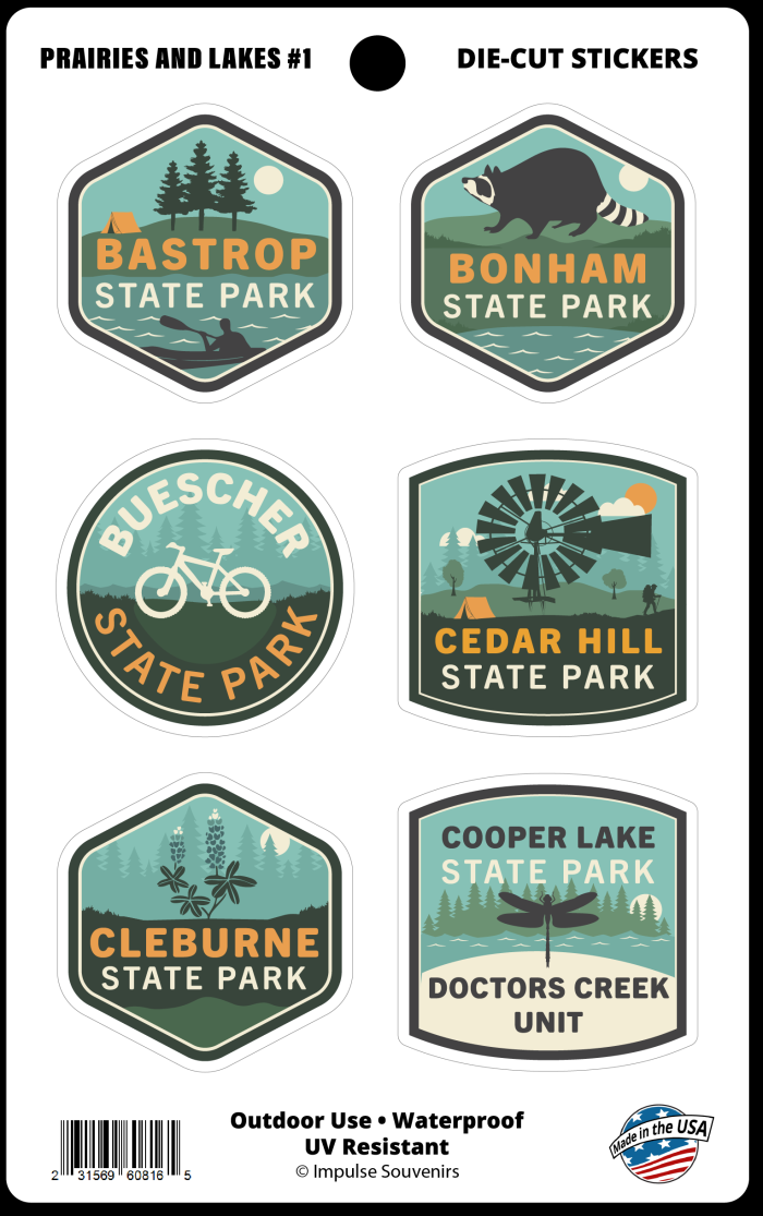 Prairies & Lakes Mini Sticker Set-Texas State Parks - Prairies and Lakes Sticker Sheet 1