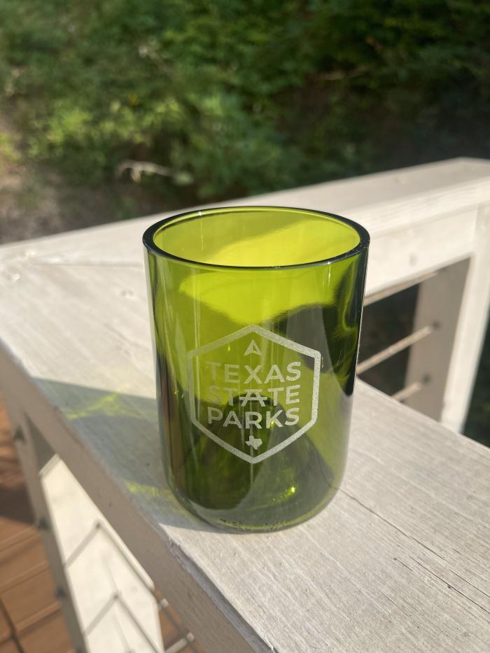 TSP Green Glass-12oz Green Texas Parks Logo