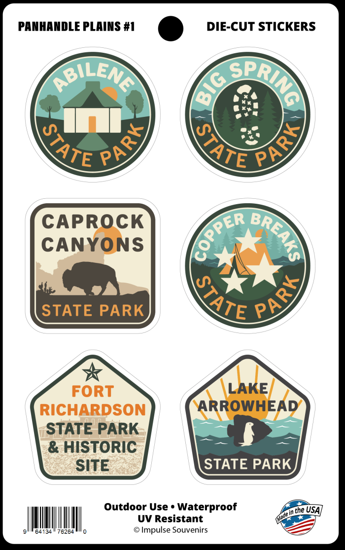 Panhandle Plains Mini Sticker Set-Texas State Parks - Panhandle Plains Sticker Sheet 1